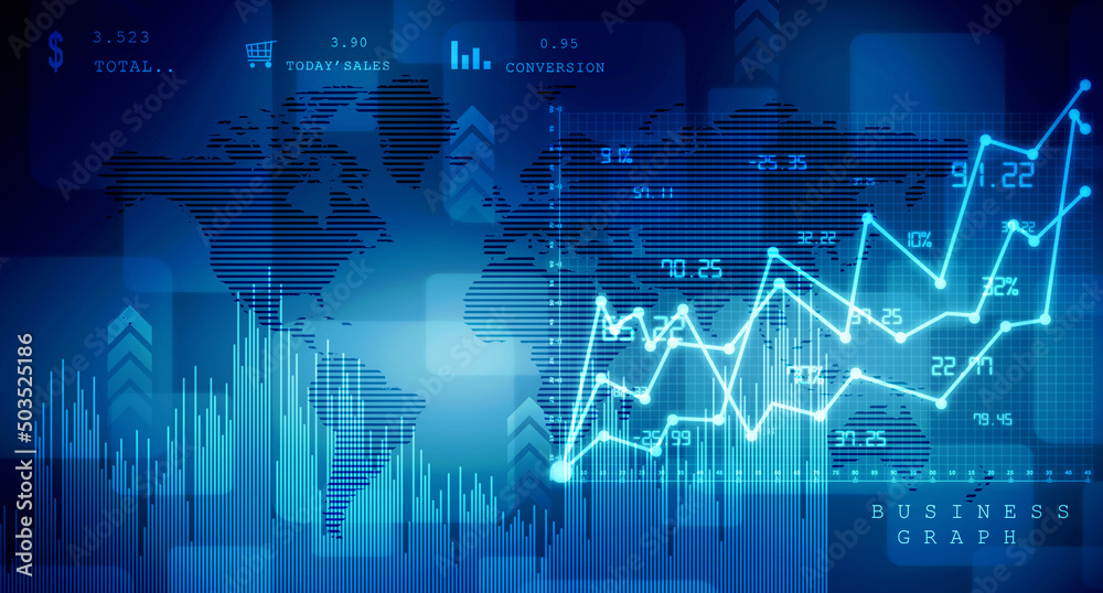 2d rendering Stock market online business concept. business Graph 2d rendering Stock market online business concept. business Graph