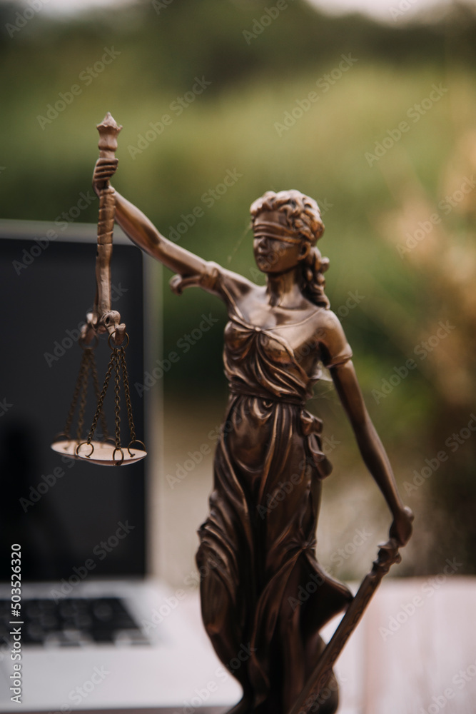 Judge gavel with Justice lawyers having team meeting at law firm in background. Concepts of law. Judge gavel with Justice lawyers having team meeting at law firm in background. Concepts of law.