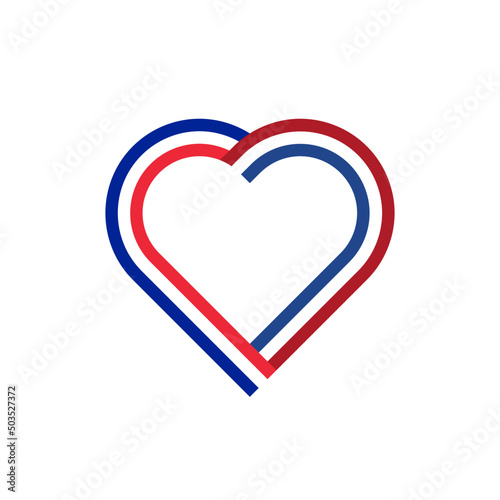 unity concept. heart ribbon icon of france and netherlands flags. vector illustration isolated on white background