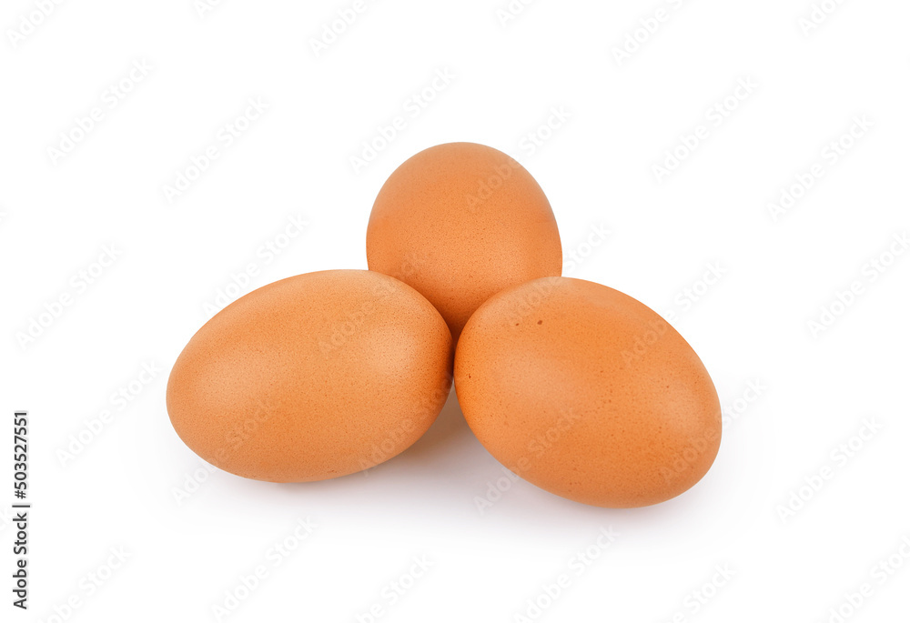Three chicken eggs isolated on white background. Three chicken eggs isolated on white background.