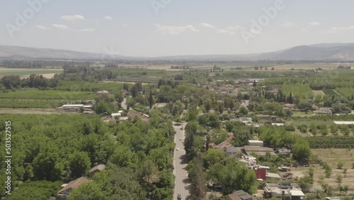 Aerial view of Beit Hillel, a cooperative agricultural community in Northern Israel, Aerial view.
 photo