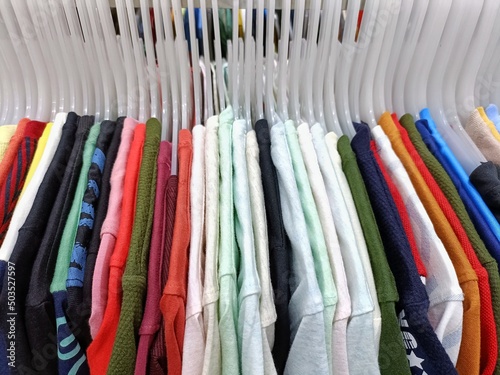 Wallpaper Mural colorful shirts on hangers for sale Torontodigital.ca