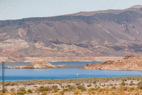 view of the lake and mountains