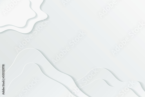 Abstract white paper background with curve lines and waves.
