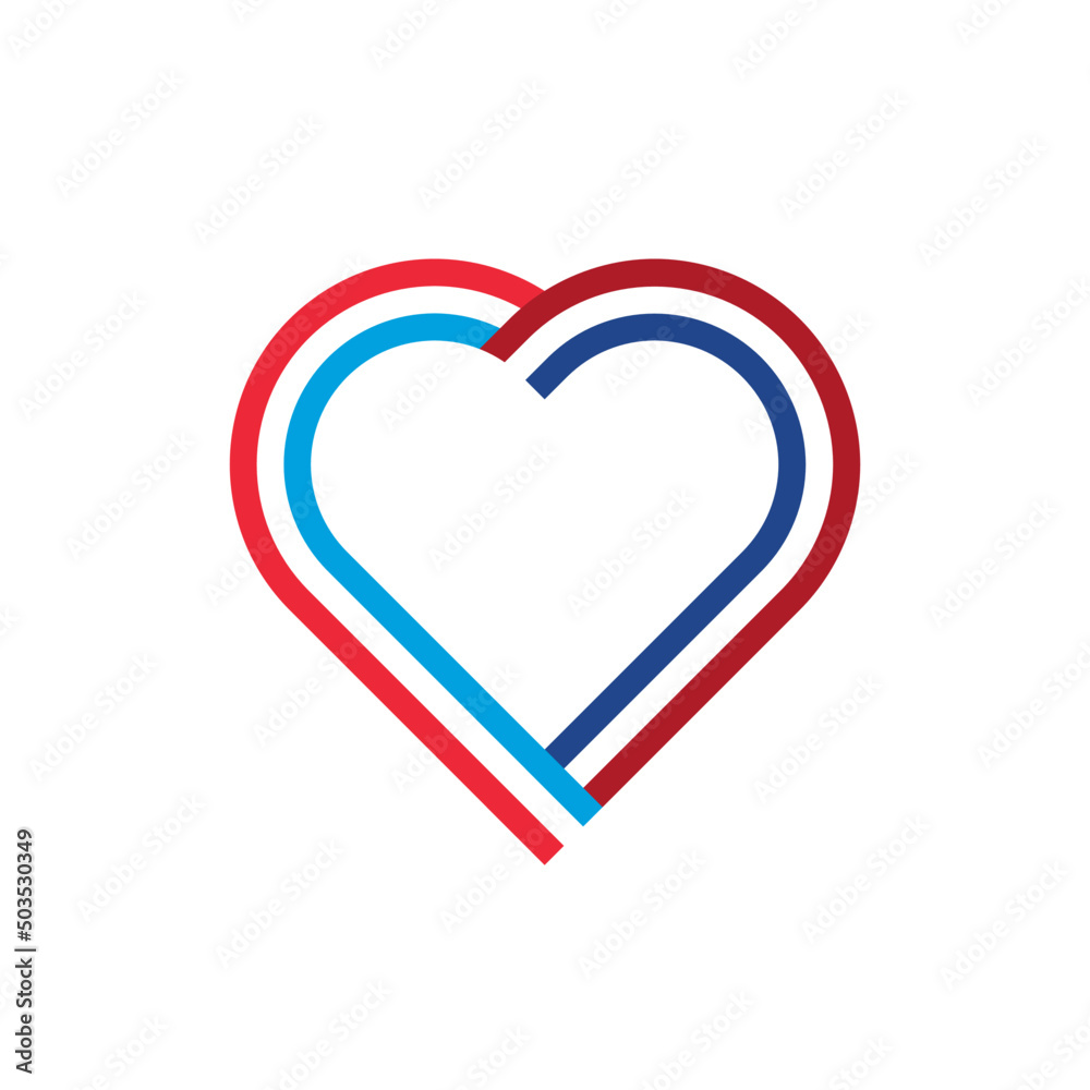 unity concept. heart ribbon icon of luxembourg and netherlands flags. vector illustration isolated on white background