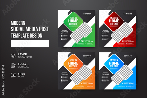 Modern and creative real estate social media post template