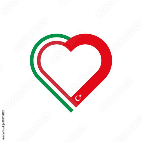 unity concept. heart ribbon icon of italy and turkey flags. vector illustration isolated on white background