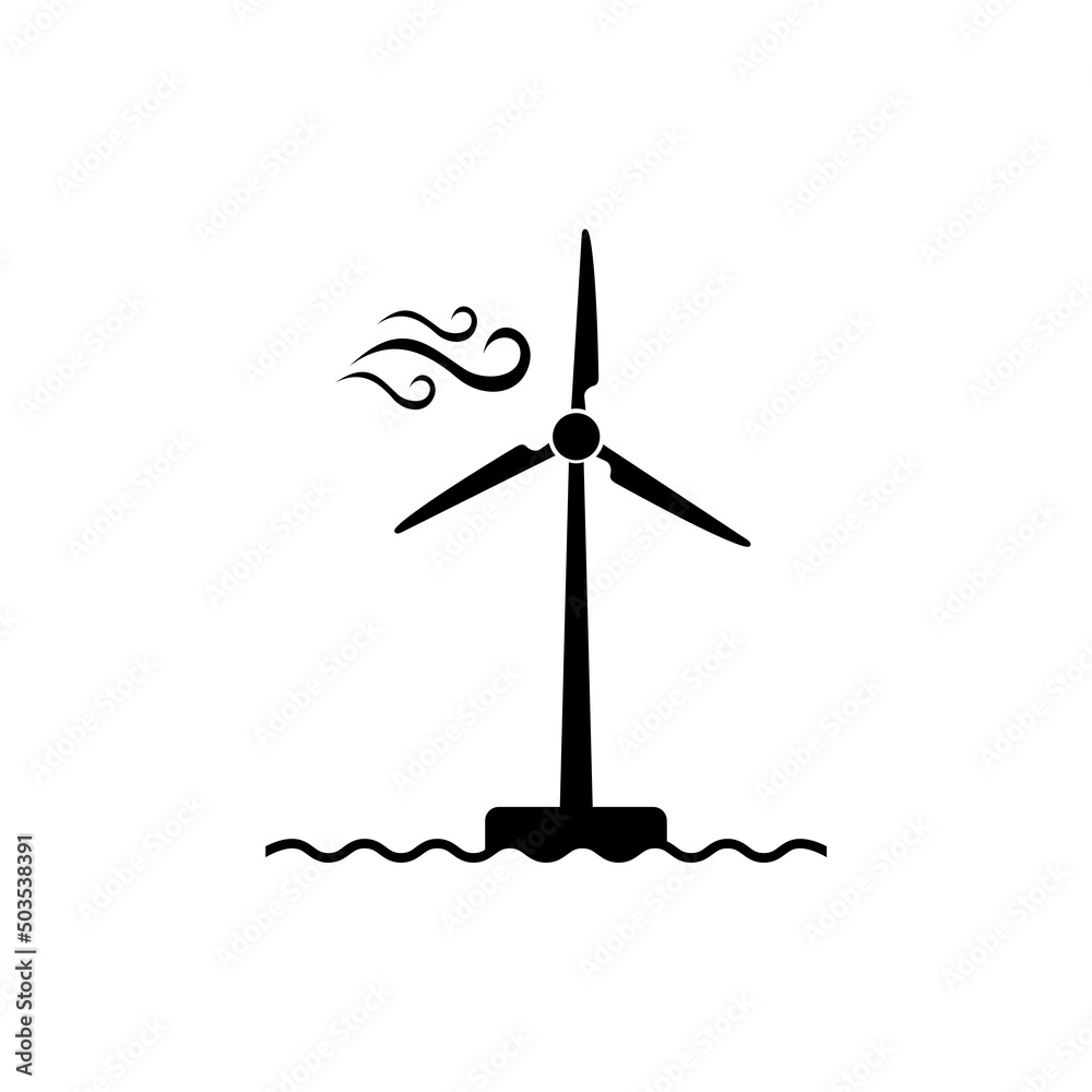 Wind turbine offshore icon on white background Wind turbine offshore icon on white background