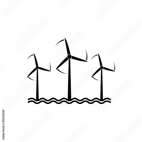 Wind turbine offshore icon on white background