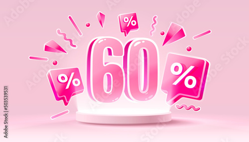 Mega sale special offer, Happy 60 off sale banner. Sign board promotion. Vector