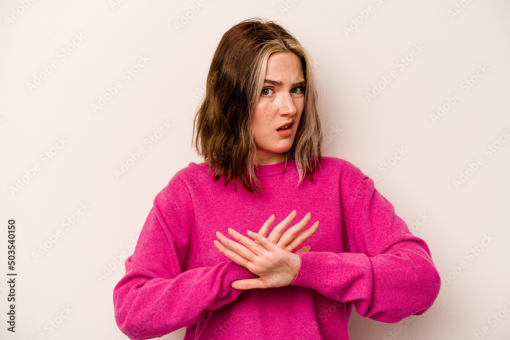 Young caucasian woman isolated on white background doing a denial gesture Young caucasian woman isolated on white background doing a denial gesture