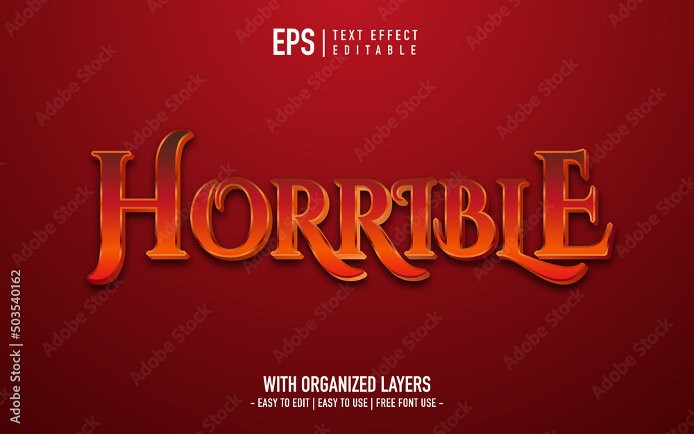 red color text effect editable