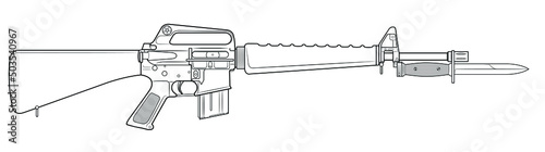 Canvas Vector illustration of assault carbine with bayonet