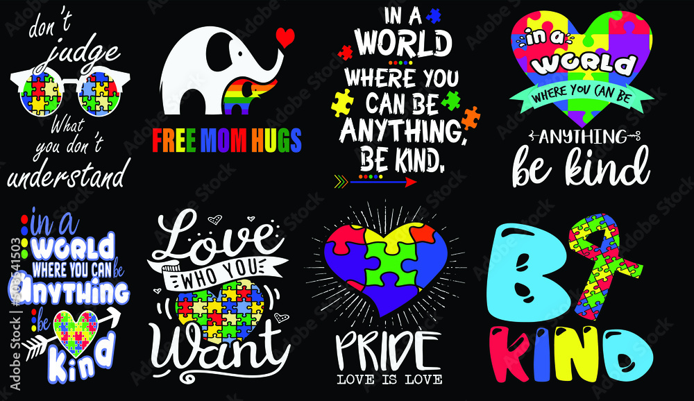 Autism Awareness Bundle, Autism awareness t shirt design vector illustration