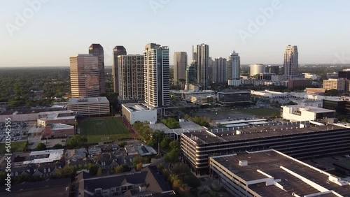 Aerial shot of tall buildings at the Galleria area in Houston, Texas
