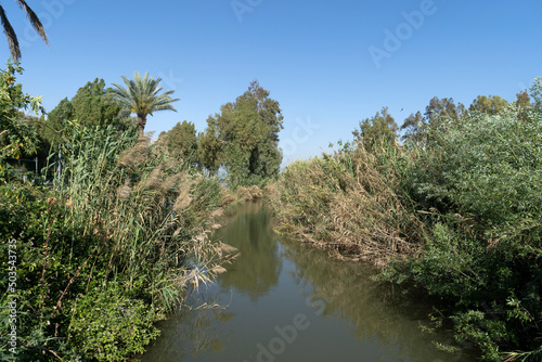 View of the Jordan River flowing into the Sea of Galilee photo
