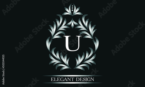 Simple creative logo for the letters U. Business sign, identity monogram for restaurant, boutique, hotel, heraldic, jewelry.