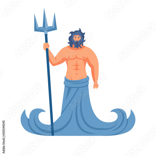 neptune poseidon god of the sea in a wave