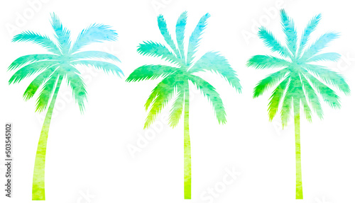 palm trees watercolor silhouette, on white background, isolated, vector © zolotons