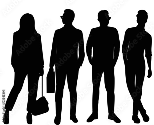 people silhouette, on white background, isolated, vector