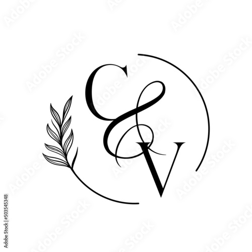 vc, cv, Elegant Wedding Monogram, Wedding Logo Design, Save The Date Logo