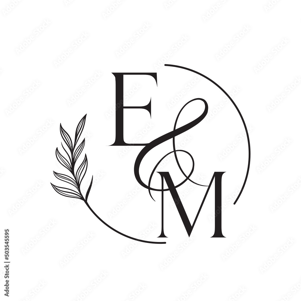 me, em, Elegant Wedding Monogram, Wedding Logo Design, Save The Date Logo  Stock Vector | Adobe Stock