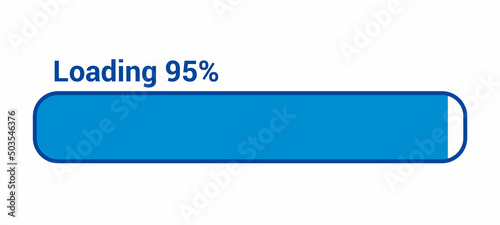 progress loading bar 95 percent (95%) on white background