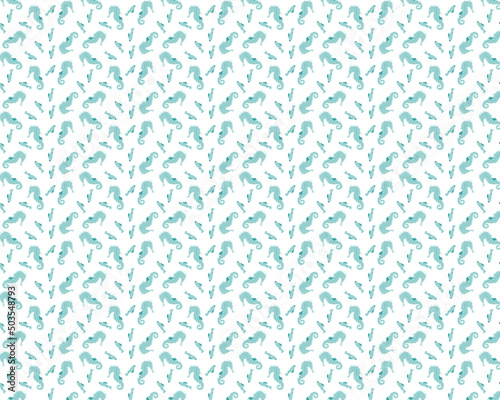 Vector marine pattern. Fish  sea  ocean.Flat illustration.