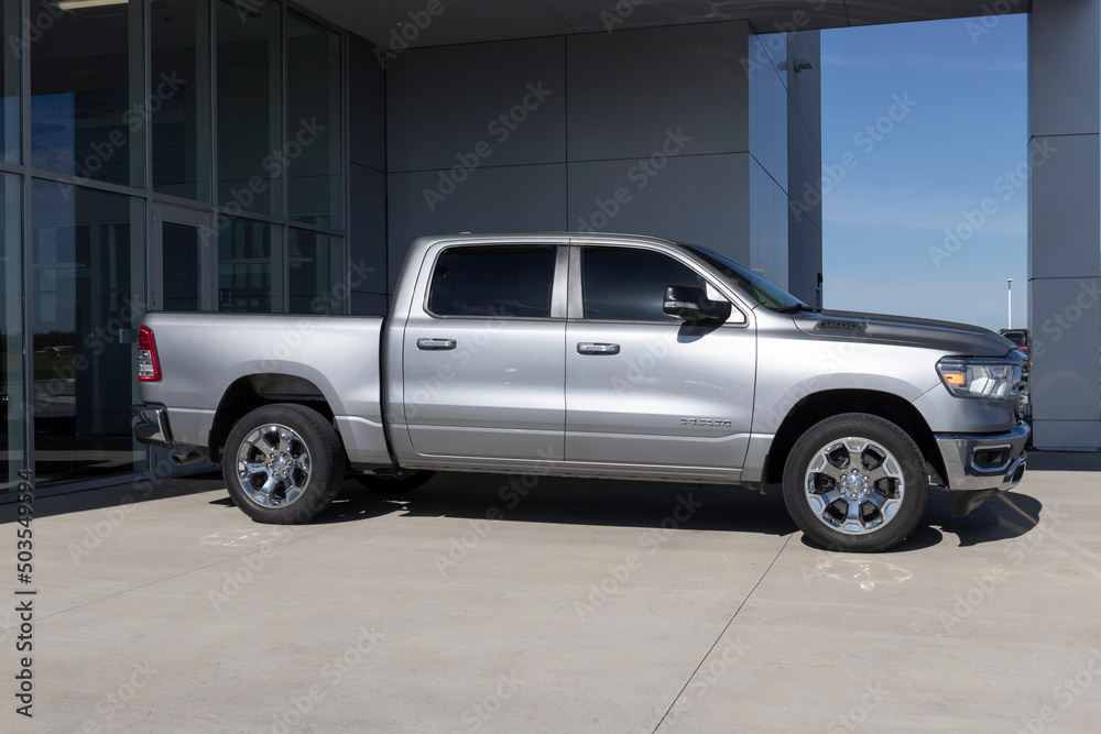 Used Ram 1500 display at a dealership. With supply issues, Ram and Stellantis are buying and