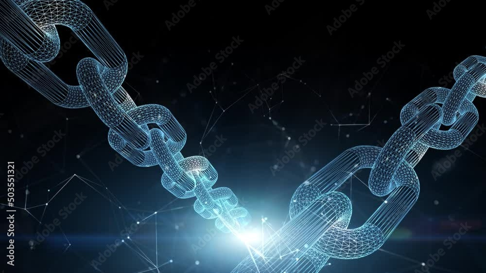 Digital blockchain chains mining cryptocurrency technology.