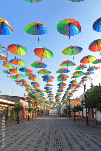 Colorful umbrella sky