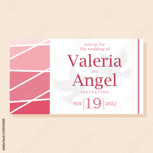 Isolated names lines wedding invitation vector illustration