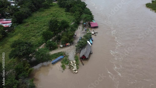 Aerial view of the Perene river in Pichanaqui - Chanchamayo located in the department of Junin in Peru photo