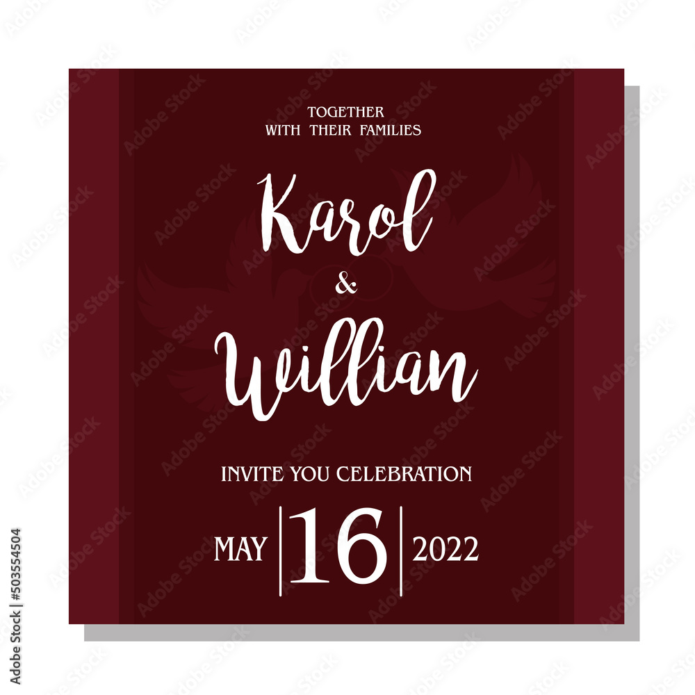 Isolated color names wedding invitation vector illustration