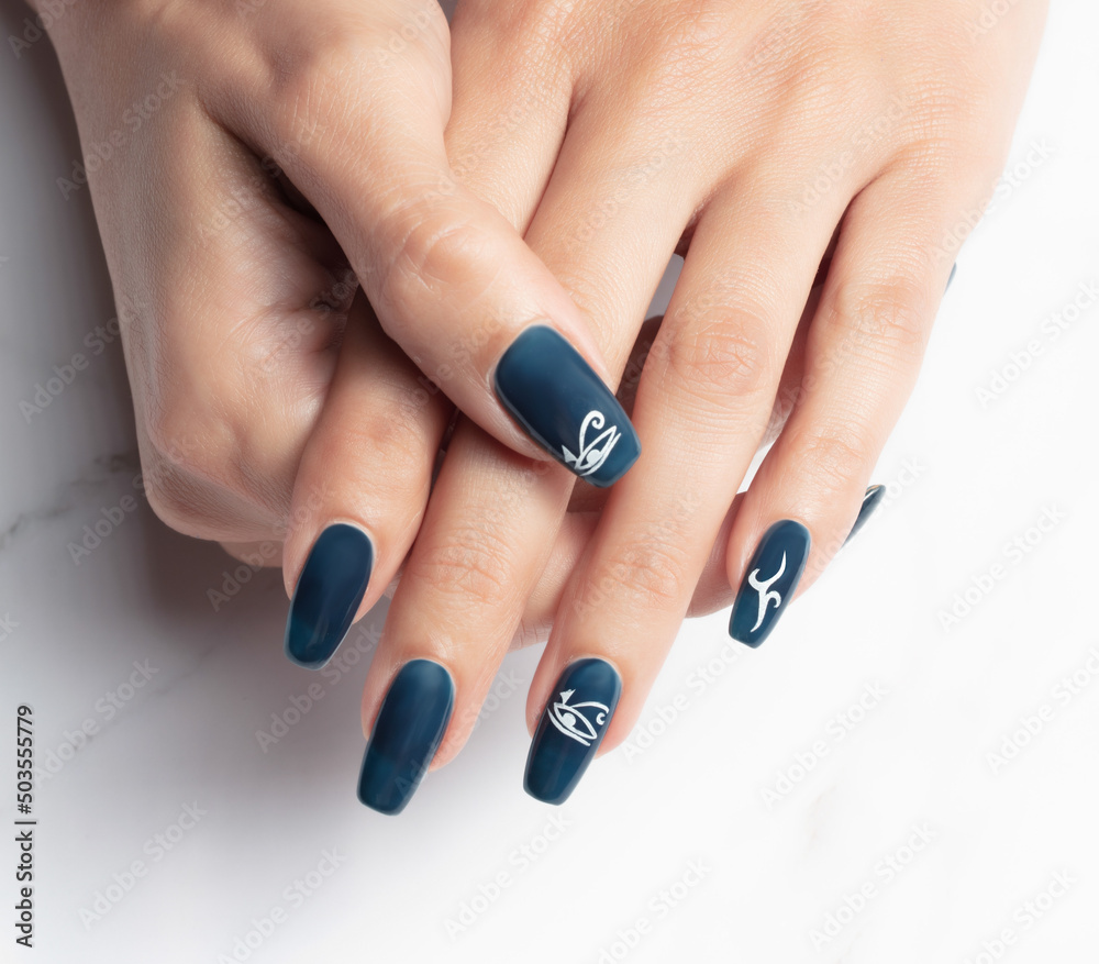 nail manicure and beautiful lady's hand nail manicure and beautiful lady's hand