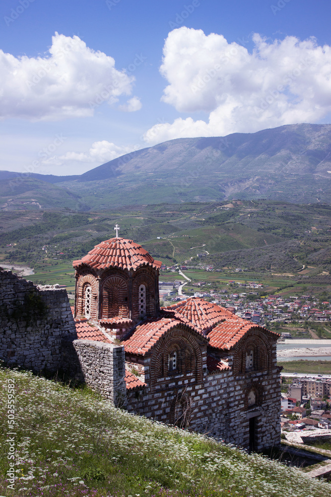 The Holy Trinity Church In Berat, Albania. Beautiful landscape in sunny weather in spring