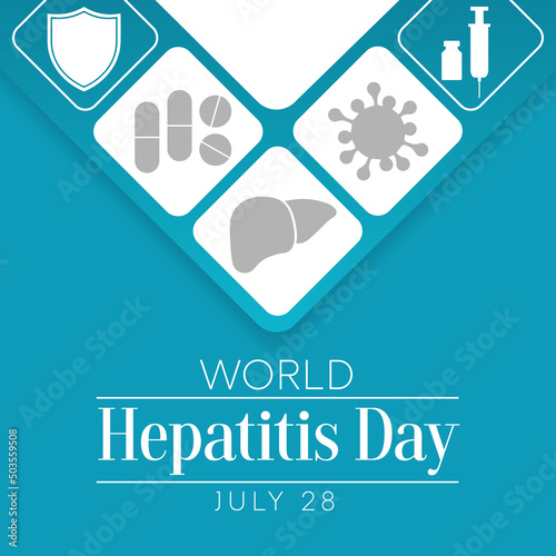 World Hepatitis day is observed every year on July 28, When the liver is inflamed or damaged, its function can be affected and certain medical conditions can cause hepatitis. Vector illustration
