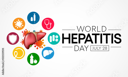 World Hepatitis day is observed every year on July 28, When the liver is inflamed or damaged, its function can be affected and certain medical conditions can cause hepatitis. Vector illustration
