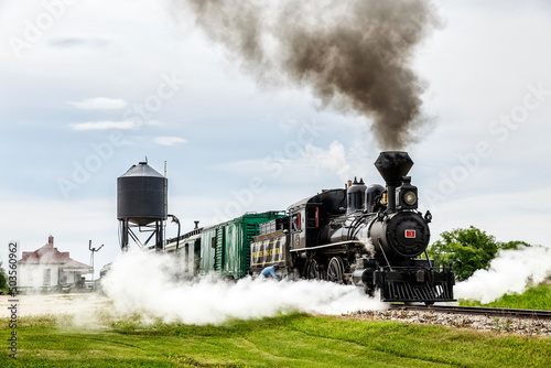 Vintage steam train No.3 of the Prairie Dog Central Railway, Winnipeg, Manitoba, Canada. photo