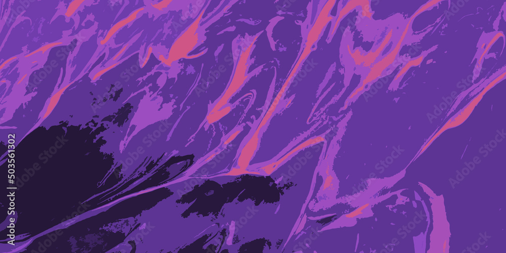 Abstract layers of paints, red patterns on a purple background