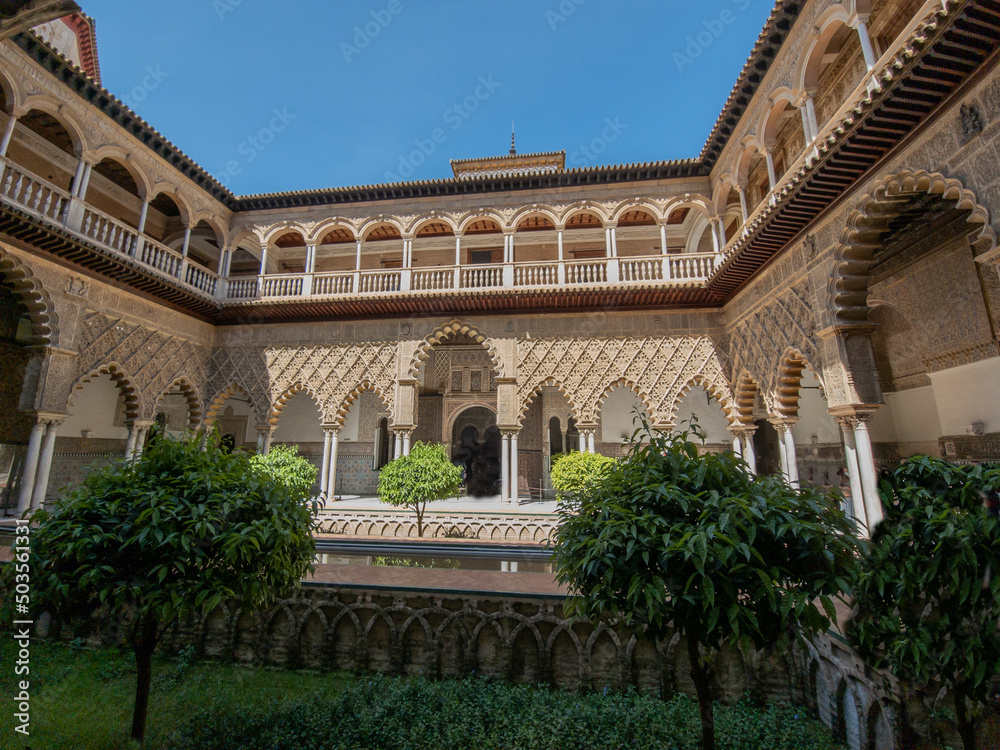 Detail of the architecture of the Alcazar of Seville, Andalusia, Spain