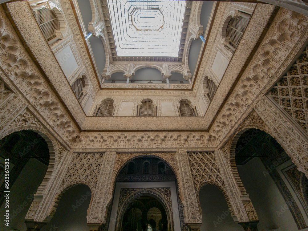 Detail of the architecture of the Alcazar of Seville, Andalusia, Spain