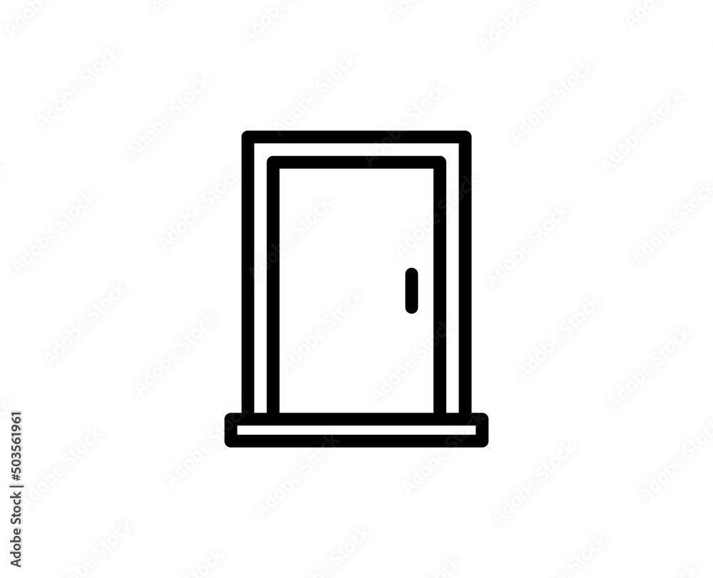Door icon concept. Single premium editable stroke pictogram perfect for logos, mobile apps, online shops and web sites. Vector symbol isolated on white background. Door icon concept. Single premium editable stroke pictogram perfect for logos, mobile apps, online shops and web sites. Vector symbol isolated on white background.