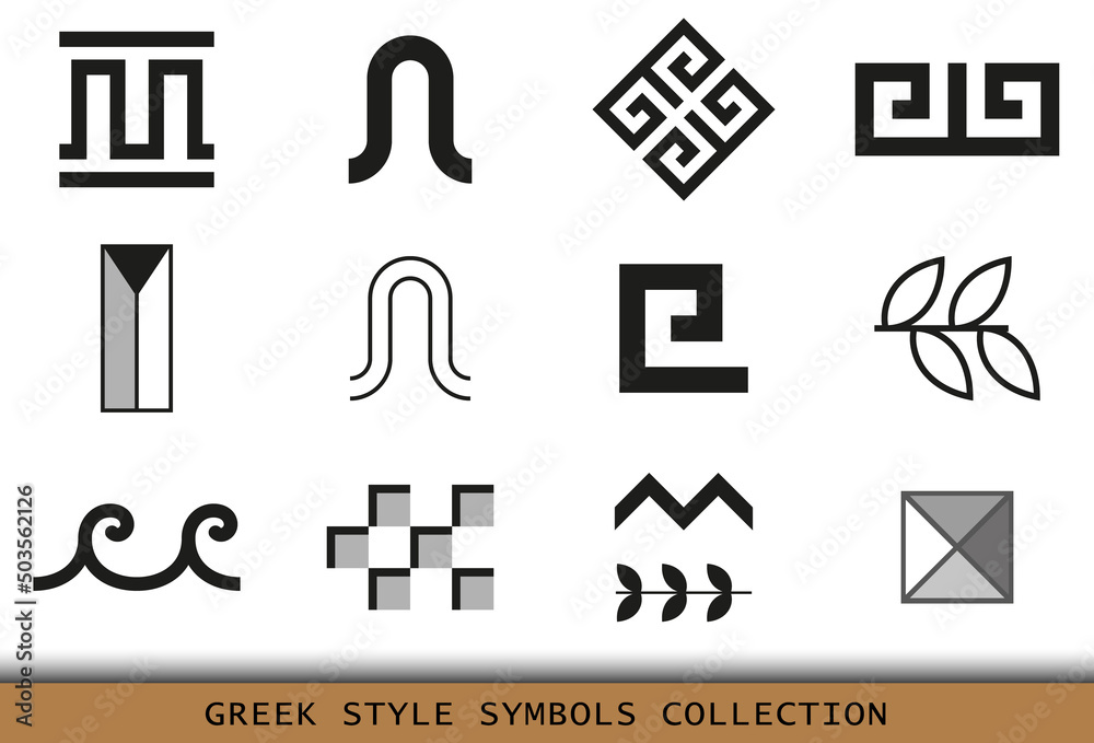 Greek key. Arabic geometric islamic symbols set. Greek key. Arabic geometric islamic symbols set.