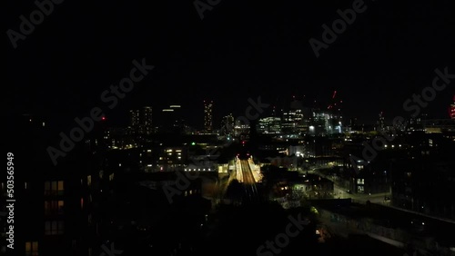 Wallpaper Mural London Canary Wharf at Night - Drone Footage Torontodigital.ca