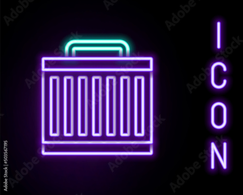 Glowing neon line Car radiator cooling system icon isolated on black background. Colorful outline concept. Vector