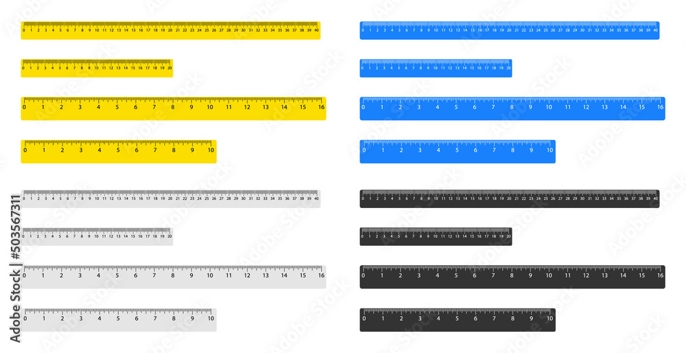 Ruler tools with scale for measure of centimeter and inch lengths ...