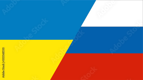 Icon of national flags of Ukraine against Russia. There is no war. Ukraine and Russia relations conflict concept.