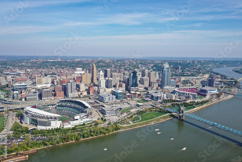Aerial View of Cincinnati, Ohio and the Ohio River photo