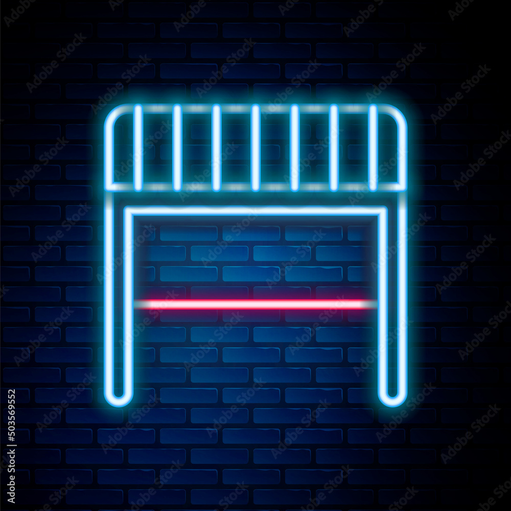 Glowing neon line Football goal icon isolated on brick wall background. Colorful outline concept. Vector Glowing neon line Football goal icon isolated on brick wall background. Colorful outline concept. Vector